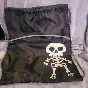 Thirty-one Black Drawstring Bag with Skeleton Design